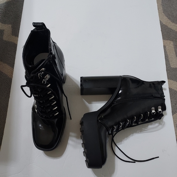 Zara heeled hiker Platform ankle boots Sz-10 - Picture 5 of 10